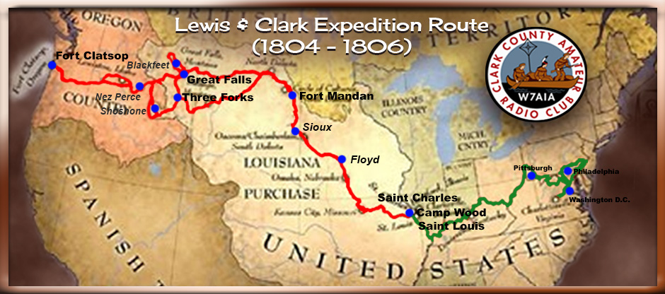 Stylish map of Lewis and Clark Trail across the United States